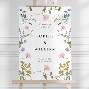 Wildflower Wedding Welcome, Floral Welcome Sign Template, Welcome Sign, Instant Download, Wedding Welcome Poster, Editable Template, KK2 image 3