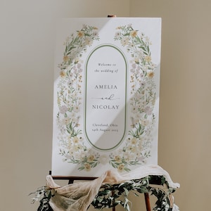 White Floral Wedding Welcome, Floral Welcome Sign Template, Welcome Sign, Instant Download, Wedding Welcome Poster, Editable Template, OK1