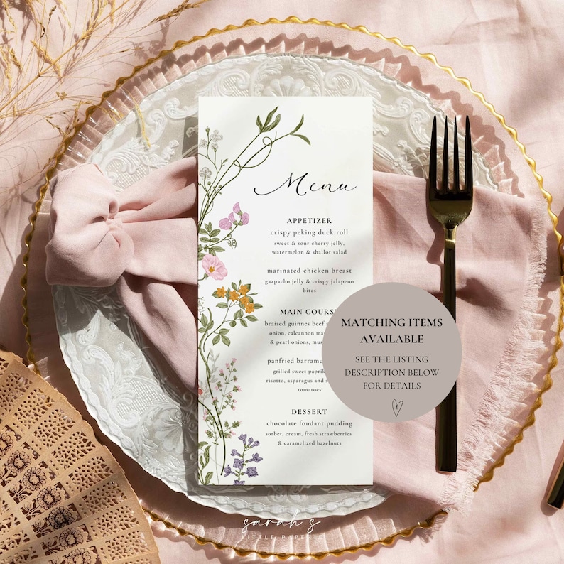 Wildflower Wedding Invitation Template, Printable Wedding Invitation, Wedding Invitation, Boho Wildflower Invitation, Floral Wreath, WH1 image 8