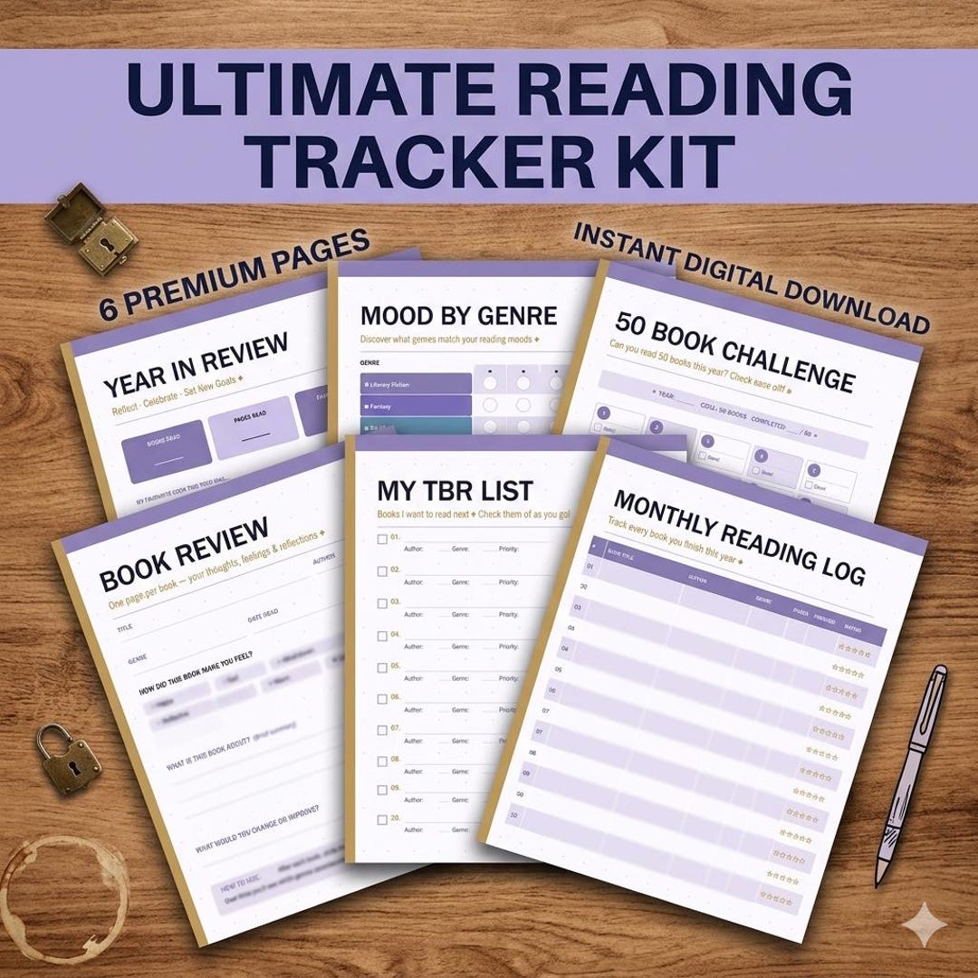 Printable Reading Tracker PDF | Book Log TBR List Reading Journal | 50 ...
