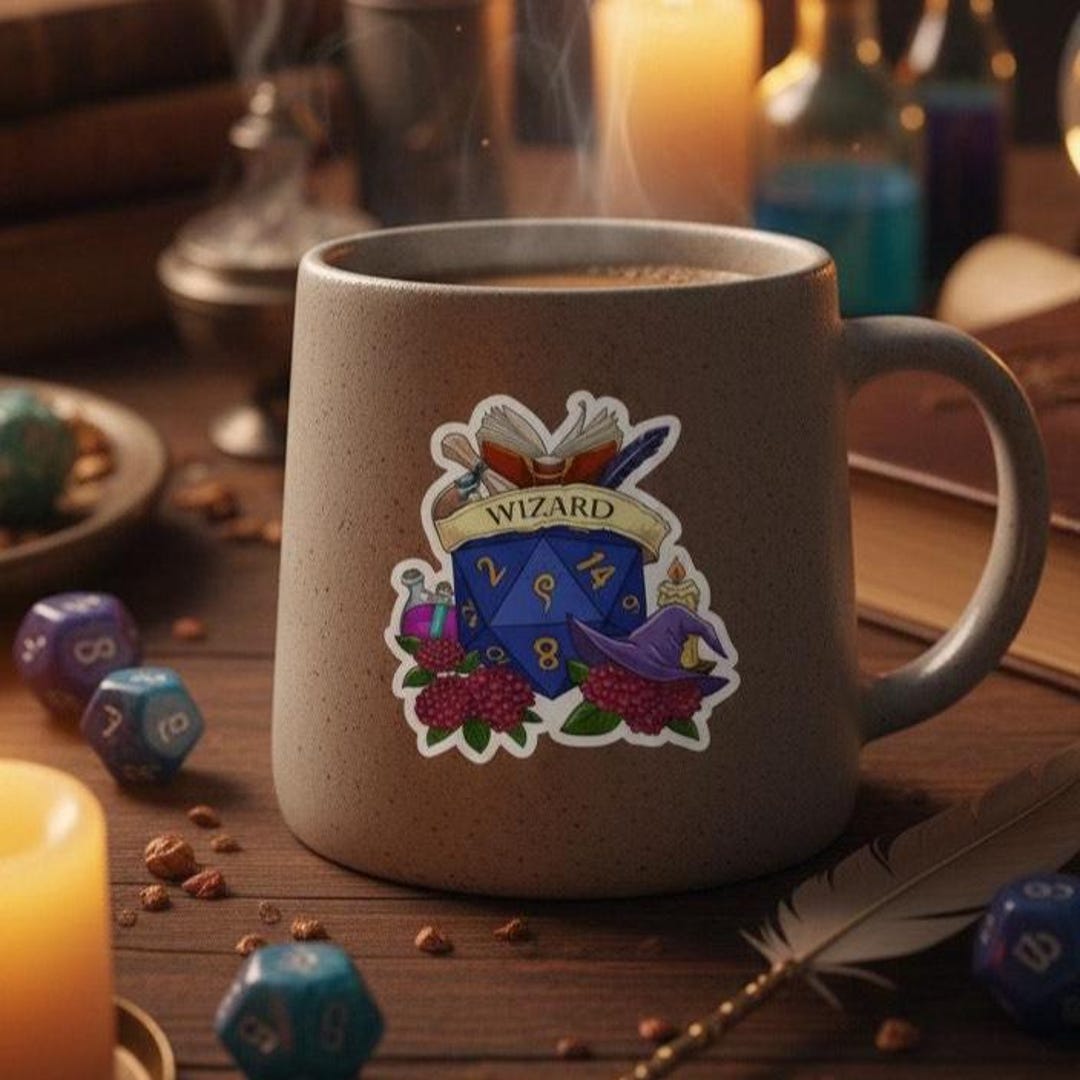 Wizard D20 Stickers | Magic Caster Decal | D&D Class Vinyl Sticker ...