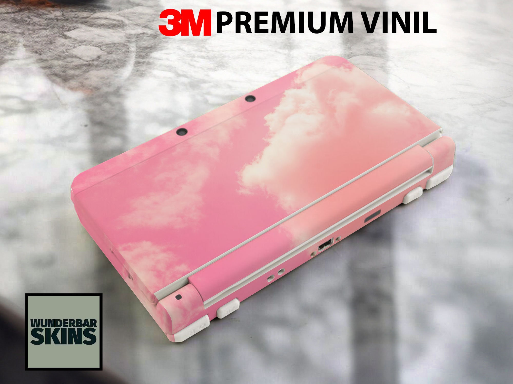 Pink Sky Clouds 3 M Vinyl Skin New Nintendo 3DS XL and 2DS