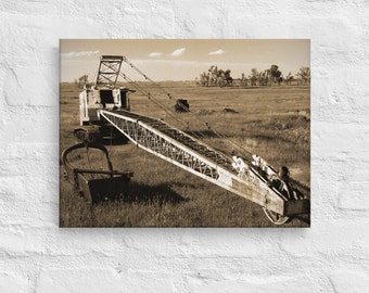 Antique Dragline | 16"Wx12"H | Thin canvas | Old mining equipment | Sepia tone | Wall art | Coal Mining