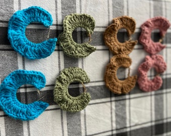 Assorted color ruffled hoop earrings