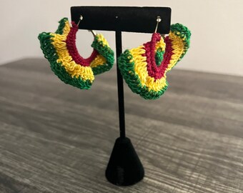 Small crochet ruffled hoop earrings