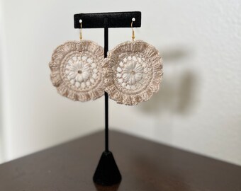Ruffled crochet hoop earrings