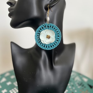 Crochet hoops with flower