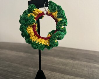 Ruffled crochet boho hoop earrings