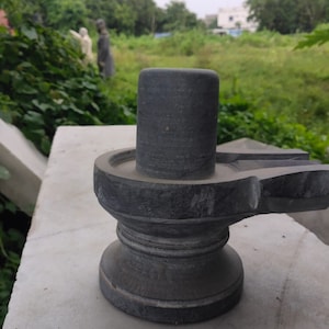 Shiva Lingam in Black Granite stone