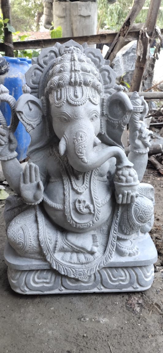 Sitting Ganesha State With 2 Feet Height in Black Granite Stone - Etsy