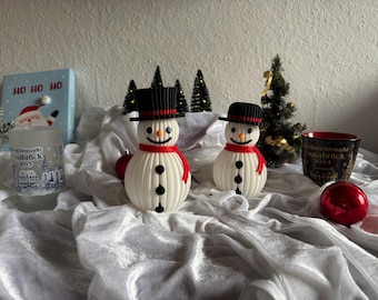 Decorazione natalizia a forma di pupazzo di neve con lumino LED – Decorazione invernale fatta a mano e regalo di Natale – Figura stampata in 3D, singola o in set
