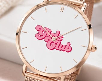Girls Club Watch | Pink Retro Statement | Rose Gold Stainless Steel Quartz