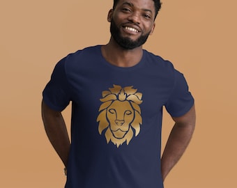 Guldfärgad Lejon Stjärntecken Lejon T-shirt - Unisex mjuk bomullströja