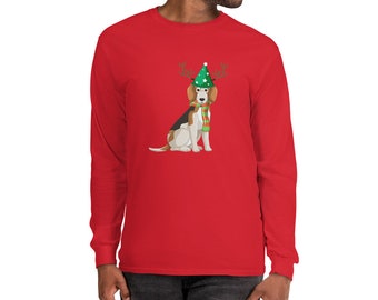 Beagle Christmas Long Sleeve Shirt: Reindeer Dog Holiday Crewneck