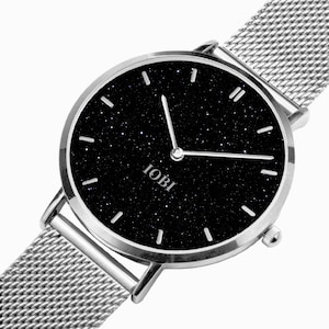Fashion Ultra-Thin Stainless Steel Quartz Watch with Starry Design