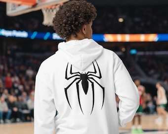 Spider Design-hoodie met rits: uniseks kleding van katoen en polymix