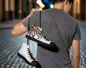 Tiger Fury White Edition Roar Men’s High Top Canvas Shoes Streatwear Luxury Comfortable
