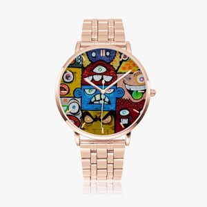 Graffiti Monster Faces Watch – Stainless Steel Street Art Timepiece image 9