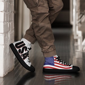 Zapatos de lona de caña alta con estampado de EE. UU. Zapatillas de deporte de lujo Patriota americano de Estados Unidos