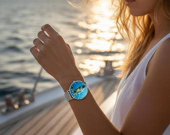 Fashion Ultra-Thin Stainless Steel Quartz Watch with Sea Turtle Design