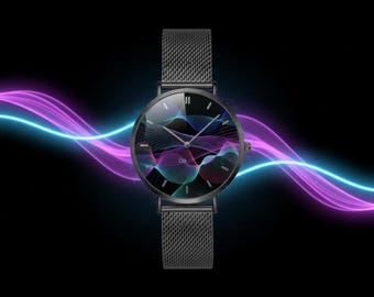 Fashion Ultra-Thin Stainless Steel Quartz Watch with Vibrant Technology Wave Design