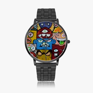 Graffiti Monster Faces Watch – Stainless Steel Street Art Timepiece image 7