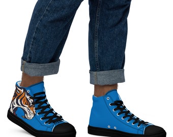 Tiger Fury Blue Edition Roar Men’s High Top Canvas Shoes Streatwear Luxury Comfortable