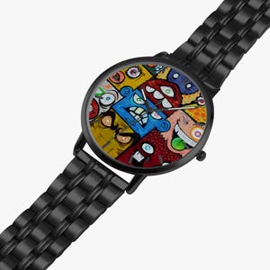 Graffiti Monster Faces Watch – Stainless Steel Street Art Timepiece image 10
