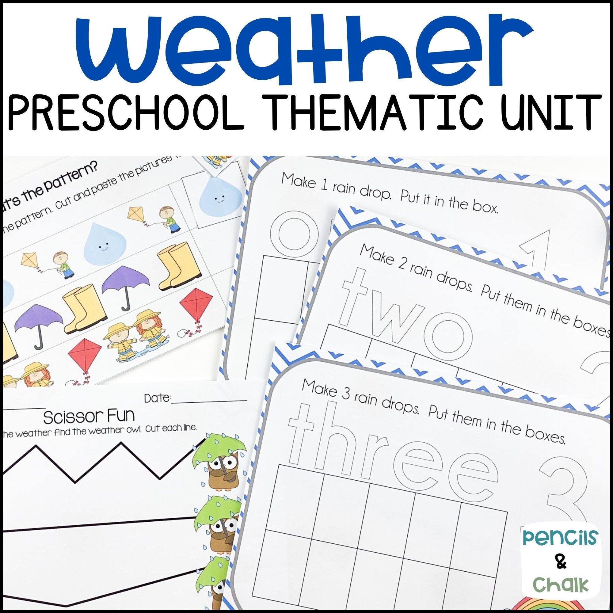 Preschool Weather Unit Counting Coloring Reading Art and Etsy