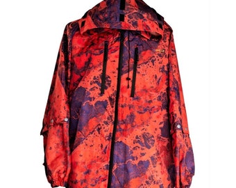 Red & Blue Unisex Hooded Waterproof Rain Jacket