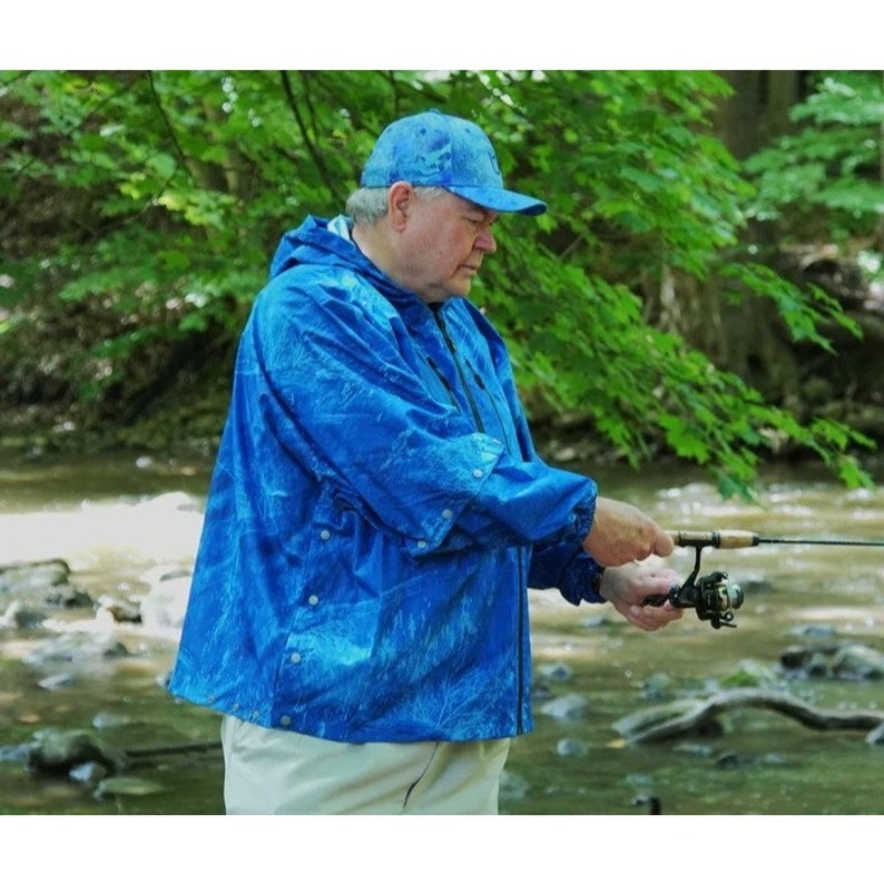 Blue Waterproof Hooded Unisex Rain Jacket Etsy