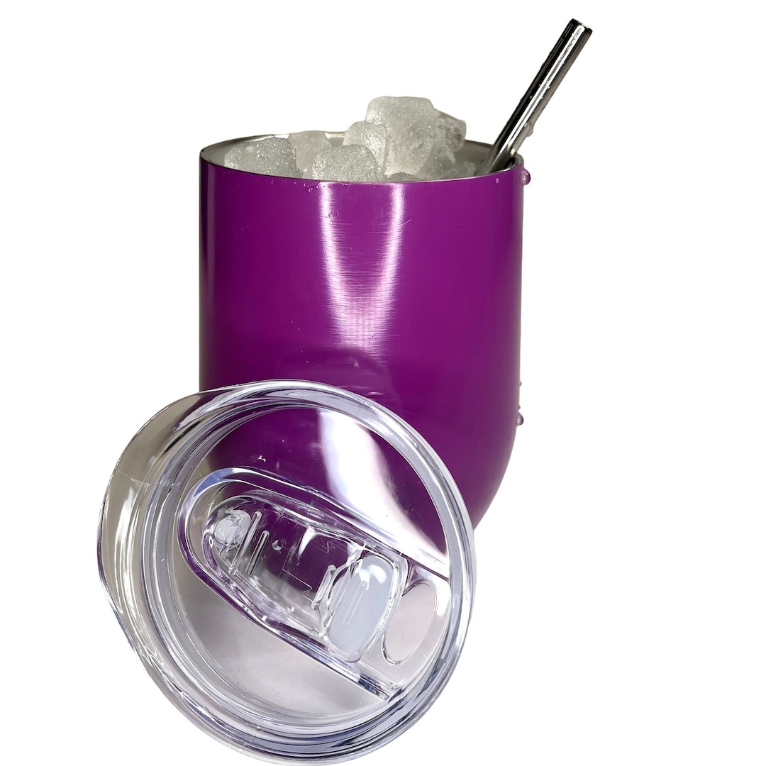 Tumbler Travel Mug Wine Glass 12 Oz Plum Dbl Wall, Insulated, BPA Free