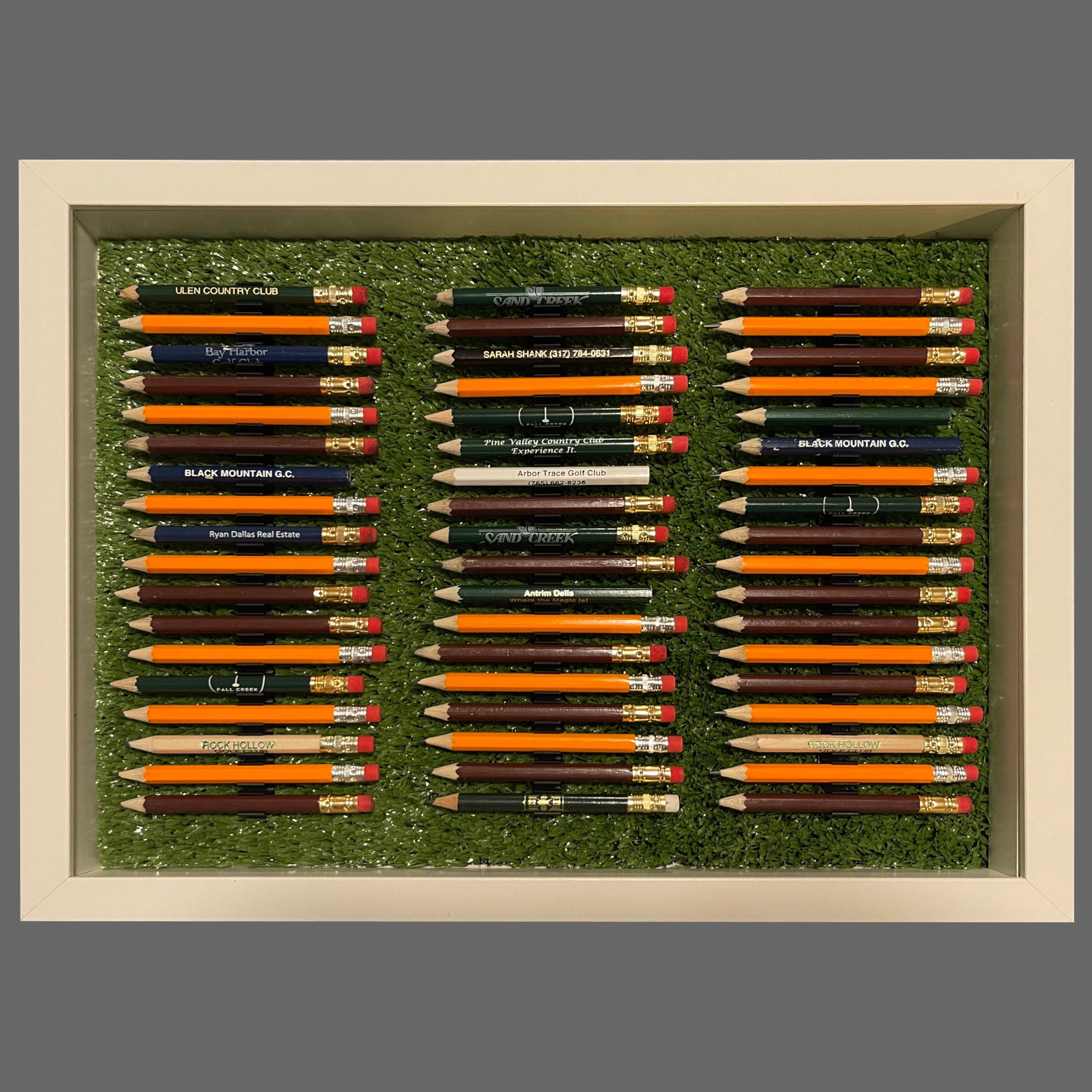 Golf Pencil Display Frame 54 Golf Pencil Holder Organizer, White or
