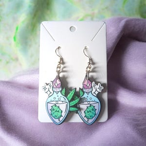 420 Cannabis Leaf Magic Potion Bottle Earrings