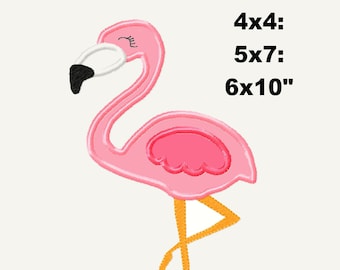 Flamingo applique designs, Summer beach flamingo applique design, Flamingo Embroidery Designs, 3 sizes 4x4 5x7 6x10 INSTANTO DOWNLOAD