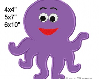 Octopus, Octopus Applique Diseños de bordado, Diseño de bordado náutico, Acuatic, easy applique 4x4 5x7 6x10