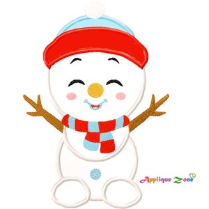 Snowman Winter Christmas DIY Machine Applique Embroidery Pattern, 3 sizes, Instant Download, Applique Zone