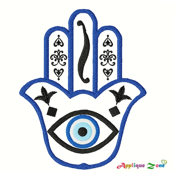 Hand of Fatima Hand of Hamsa Mystical Protection Eye machine embroidery design filled digitized pattern 4x4 5x7 6x10