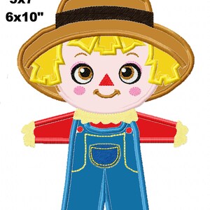Scarecrow Fall Thanksgiving embroidery design, scarecrow machine applique embroidery, scarecrow digitized pattern 4x4 5x7 6x10