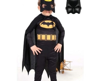 Costume Batman Bambino Mascherato - Mantello e 2 Pezzi Mascherati