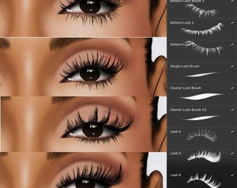 Procreate-wimperborstelset: volume, cluster, enkel (digitale download)