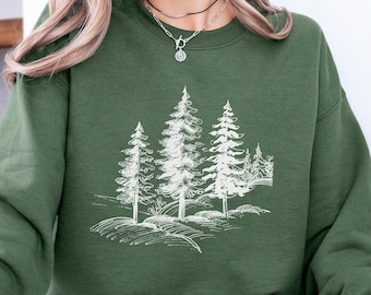 Pine Tree Sweatshirt, Forest Hoodie, Mountain Sweatshirt, Forest Hoodie,Nature Lover Gift, Gift for Him, Hiking Gift, Gift for Her