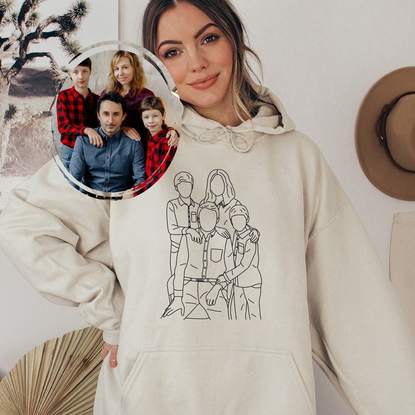 Custom Portrait Sweatshirt, Custom Photo, Custom Hoodie, Family Portrait, Gift for Him, Custom Gift, Gift for Her, Portrait from Photo