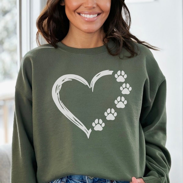 Paw Heart Animal Sweatshirt, Heart Hoodie, Mothers Day Gift, Gifts for Mom, Gift for Her, Dog Mom, Cat Mom, Mothers Day, Girlfriend Gift