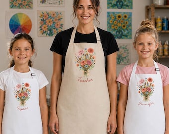 Personalized Art Class Apron for Teacher and Kids: Back to School Painter Student, Women