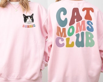 Cat Mom Sweatshirt with Pet Photo, Custom Cat Mama Sweatshirt, Pet Portrait from Photo, Womens Sweatshirt, Cat Mom Personalized Gift for Her