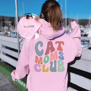 Custom Cat Mom Sweatshirt, Custom Sweatshirt, Personalization Gift, Girlfriend Gift, Cat Lover Gift, Custom Cat Gift, Cat Mom Club Hoodie