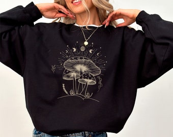 Mushroom Sweatshirt, Mushroom Sweatshirt, Spiritual Sweatshirt,  Hoodie, Gift for Her, Spiritual Moon Phase, Moon Phases Sweatshirt