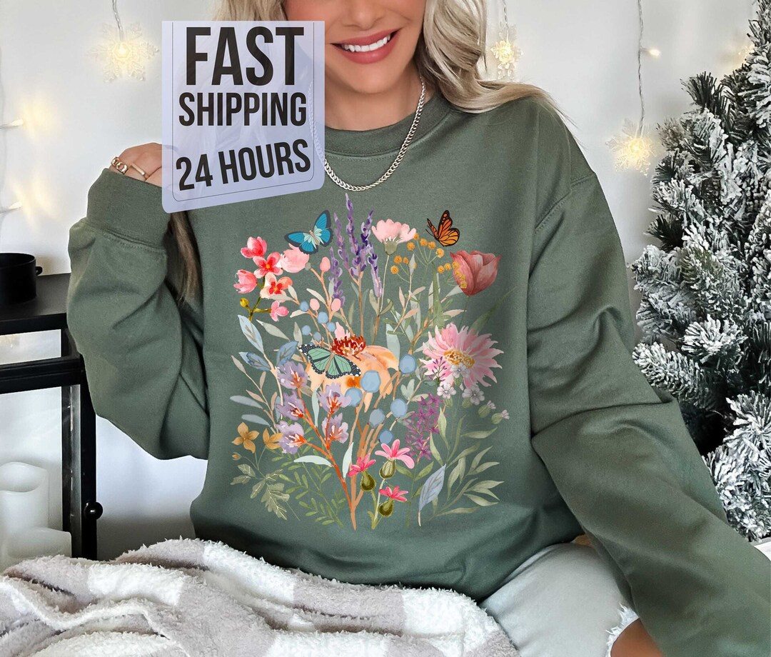 BC- Snow Drop Botanical Sweatshirt in Mint