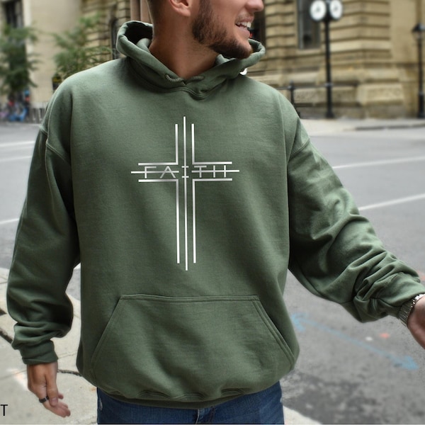 Faith Cross Sweatshirt, Christian Sweatshirt, Bible Verse Hoodie, Christian Gift, Jesus Sweatshirt, Gift for Him, Gift for Her, Mothers Day